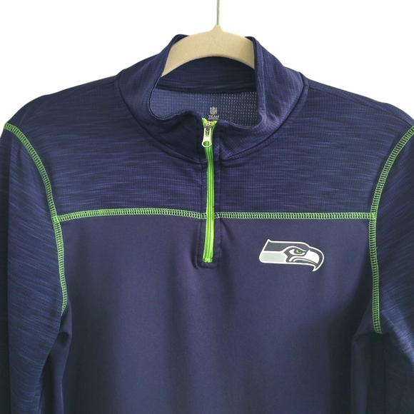 NFL Seattle Seahawks Blue 1/4 Zip Lightweight Pullover Jacket Kids Size L 14/16 - Picture 2 of 7